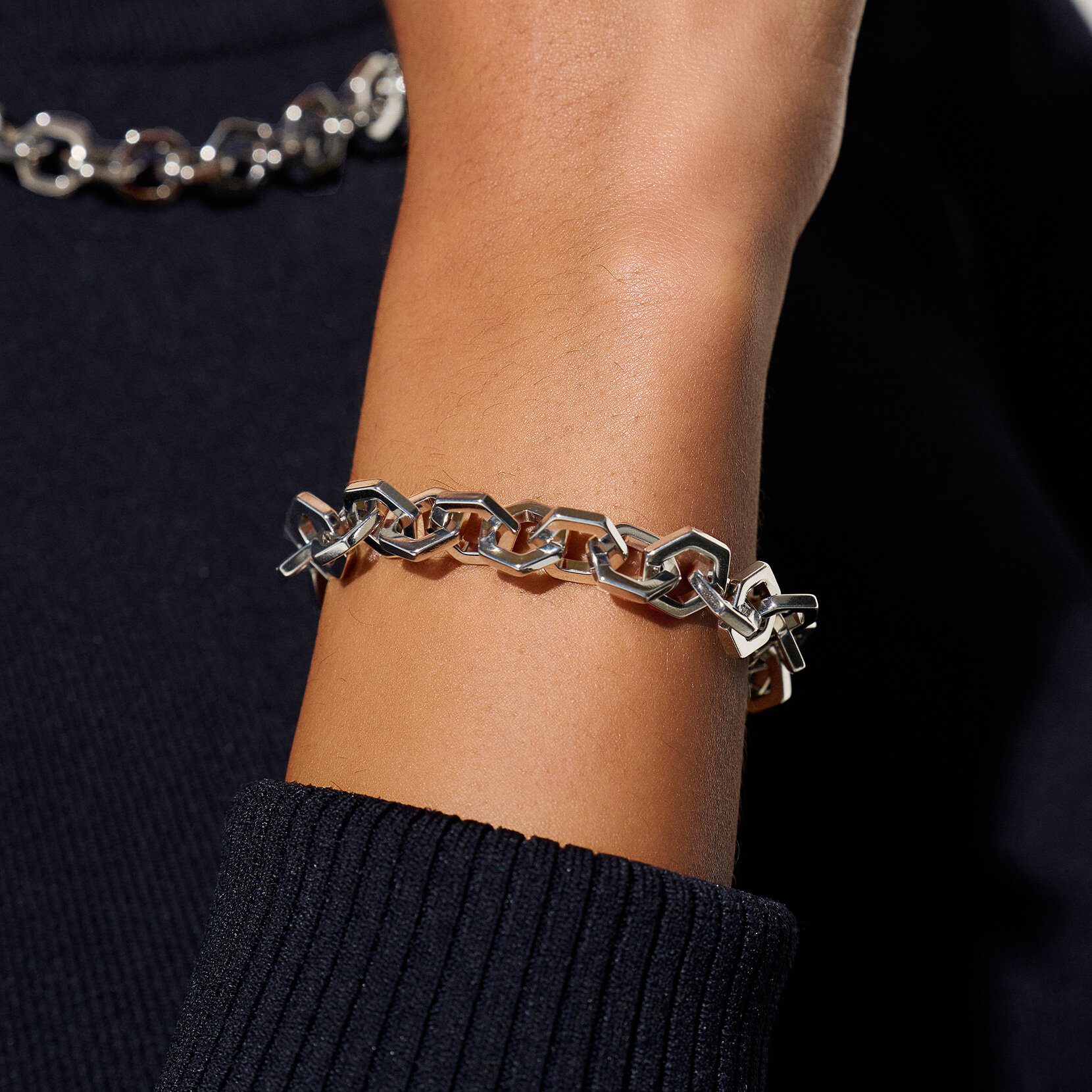 Honeycomb Silver Link Bracelet