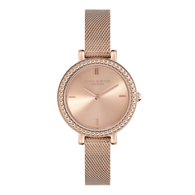 30mm Vintage Bead Rose Gold Mesh Watch