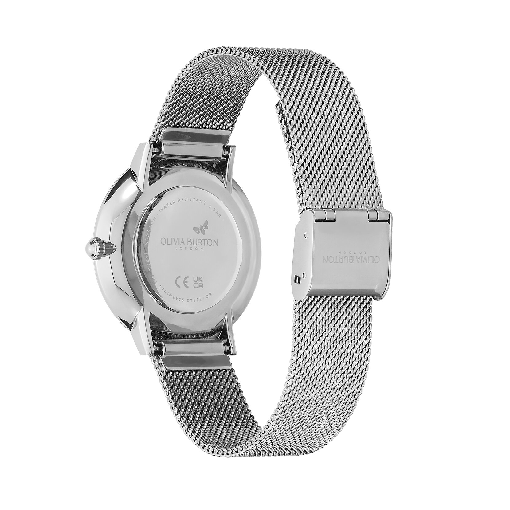 35mm Butterfly Ultra Slim Silver Mesh Watch