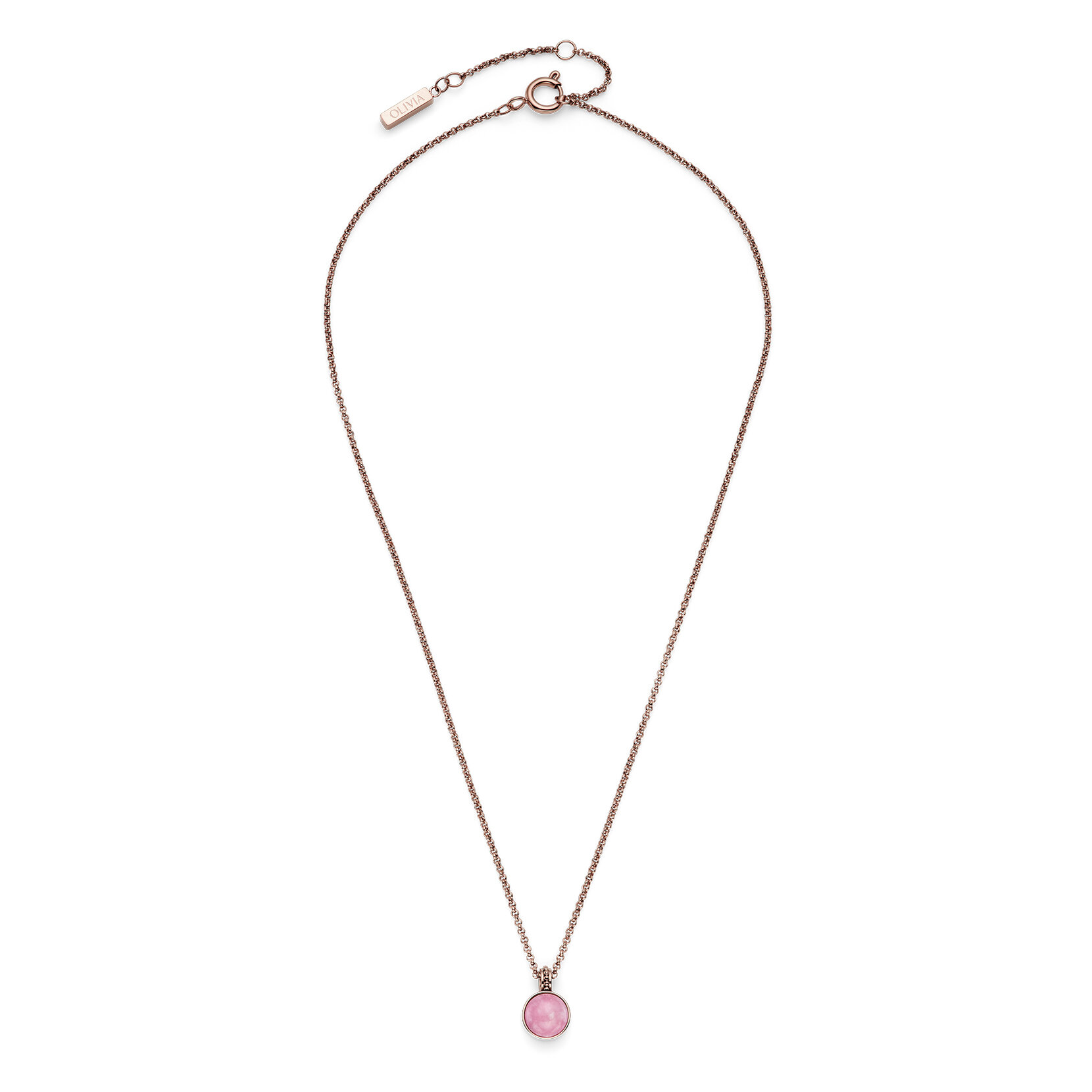 Rose Quartz Cabochon Rose Gold Plated Gemstone Necklace