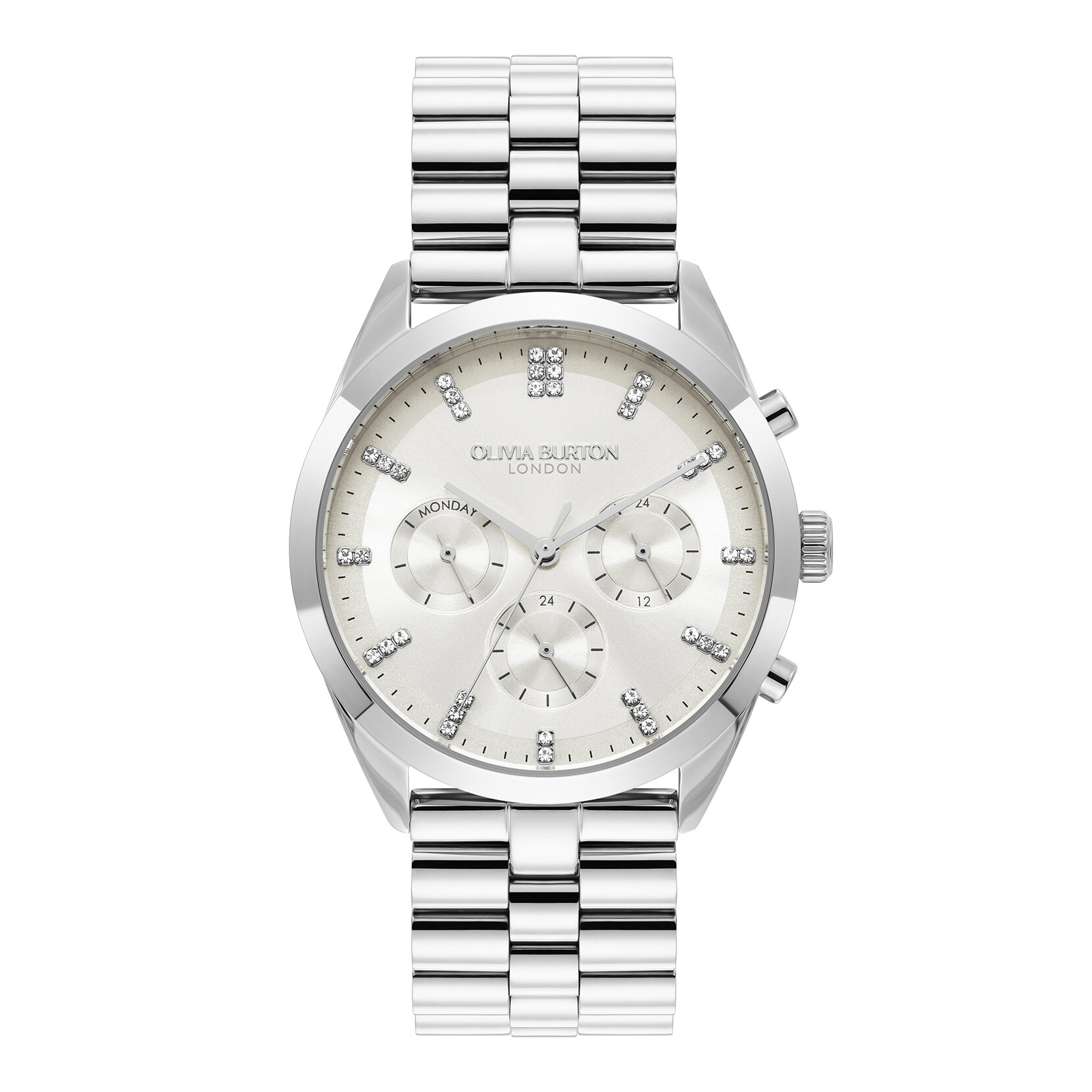 38mm City Classic Multifunction Silver Bracelet Watch