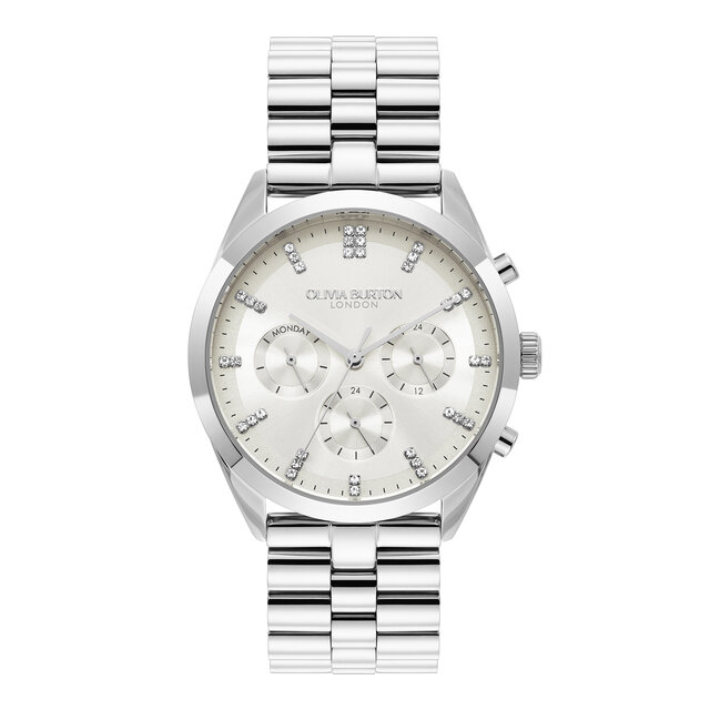38mm City Classic Multifunction Silver Bracelet Watch