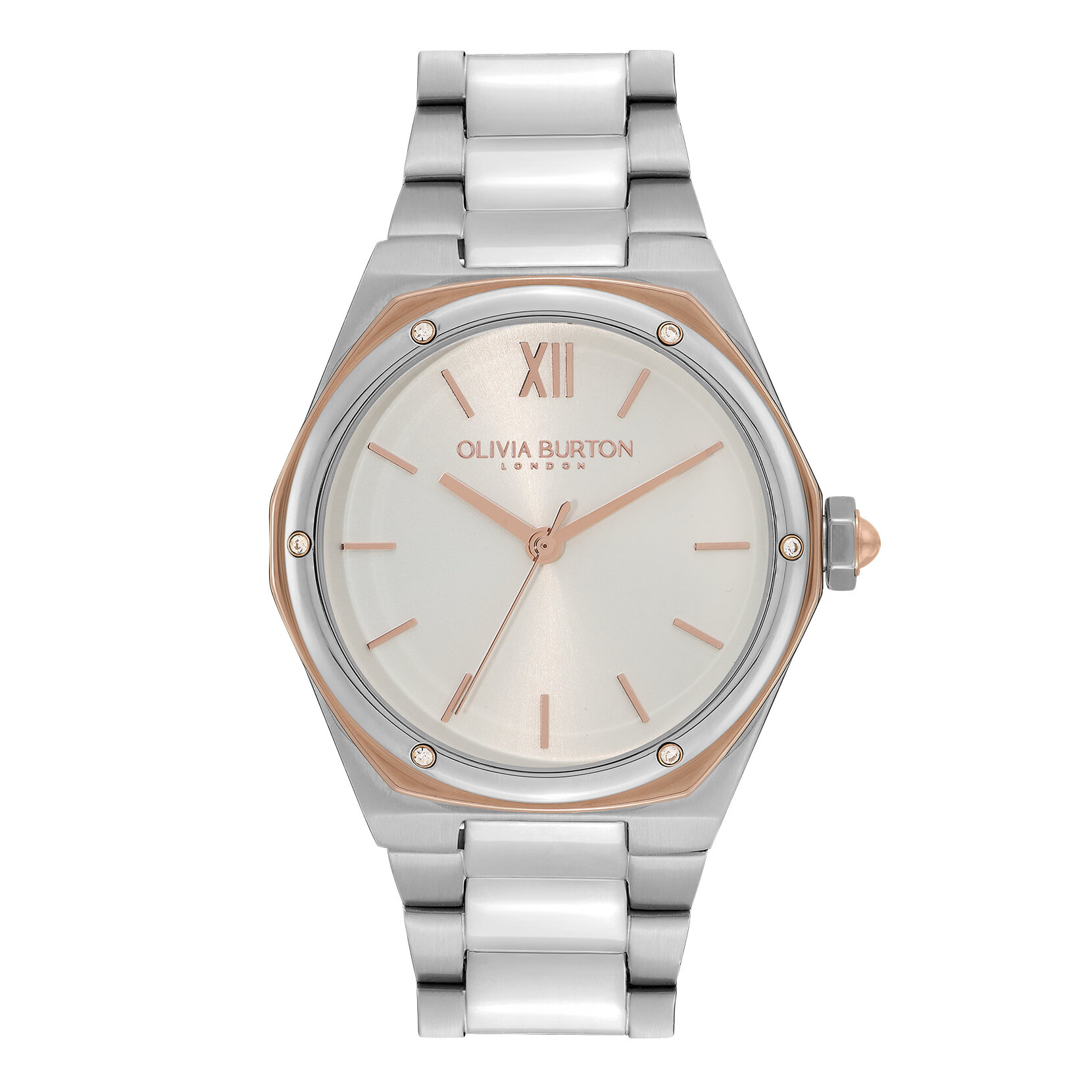 33mm Hexa White, Carnation Gold & Silver Bracelet Watch