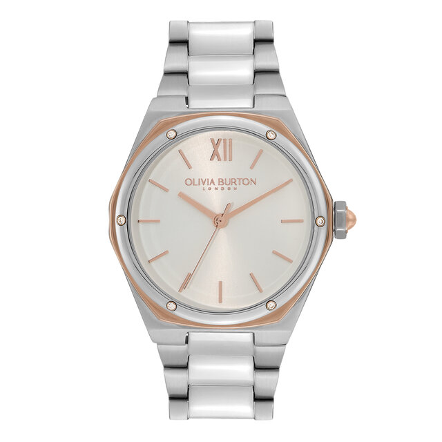 33mm Hexa White, Carnation Gold & Silver Bracelet Watch