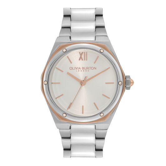 33mm Hexa White, Carnation Gold and Silver Bracelet Watch
