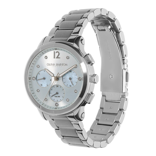 38mm Multi-Function Blue & Silver Bracelet Watch
