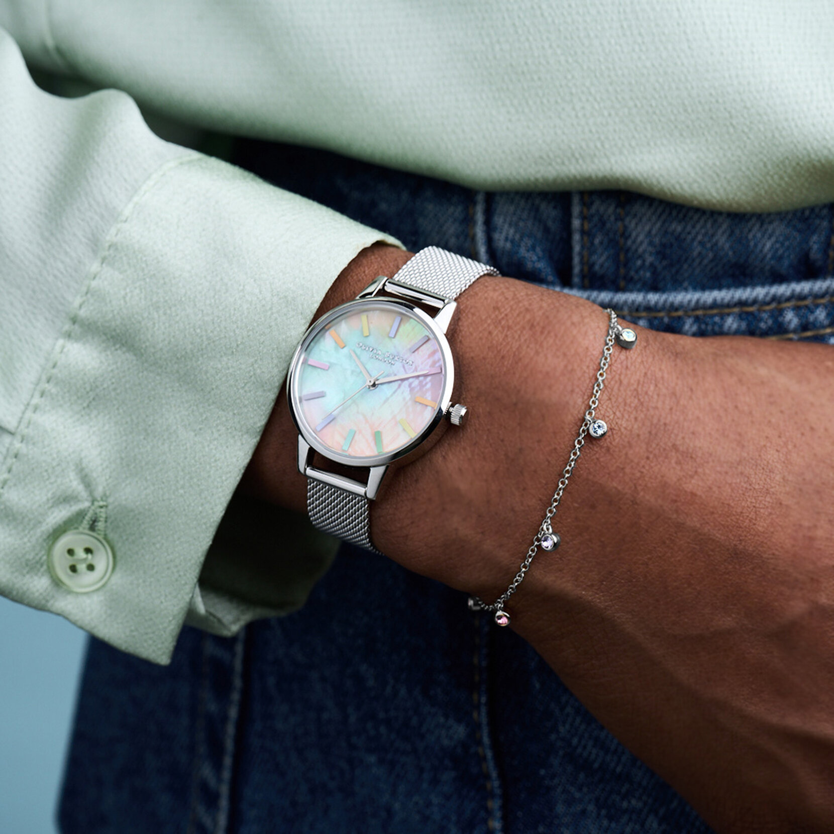 Bracelet à breloques Rainbow argent