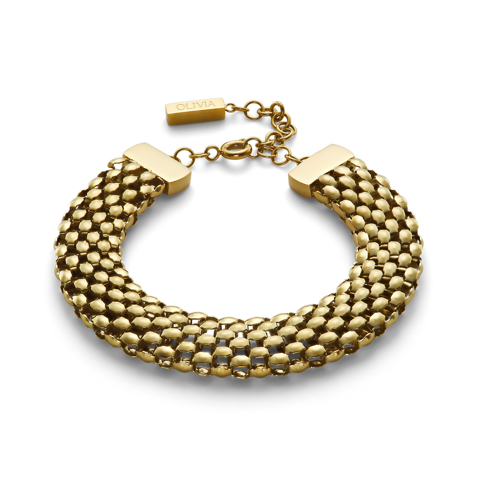 Chequerboard Link Gold Plated Bracelet