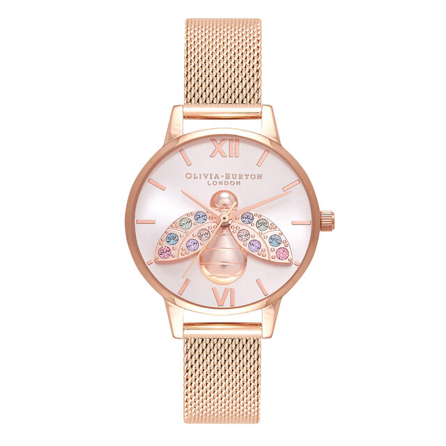 30mm Sunray Rose Gold Mesh Watch