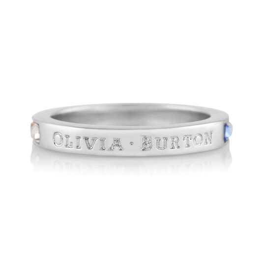 Rainbow Baguette Ring Silver (S)