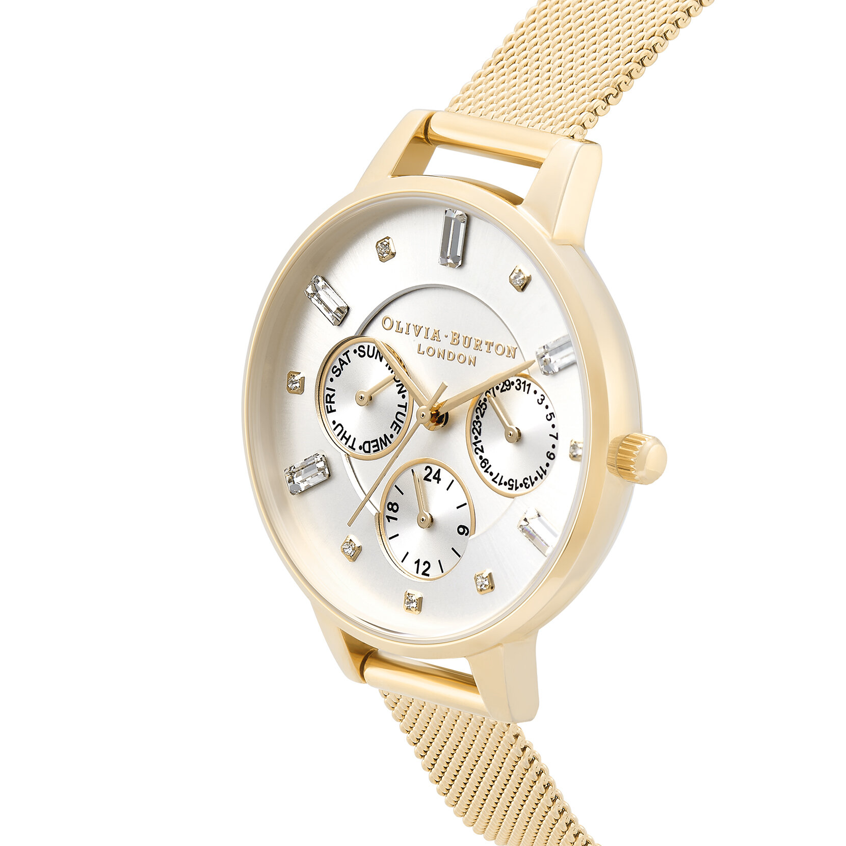 34mm Silver & Gold Mesh Watch