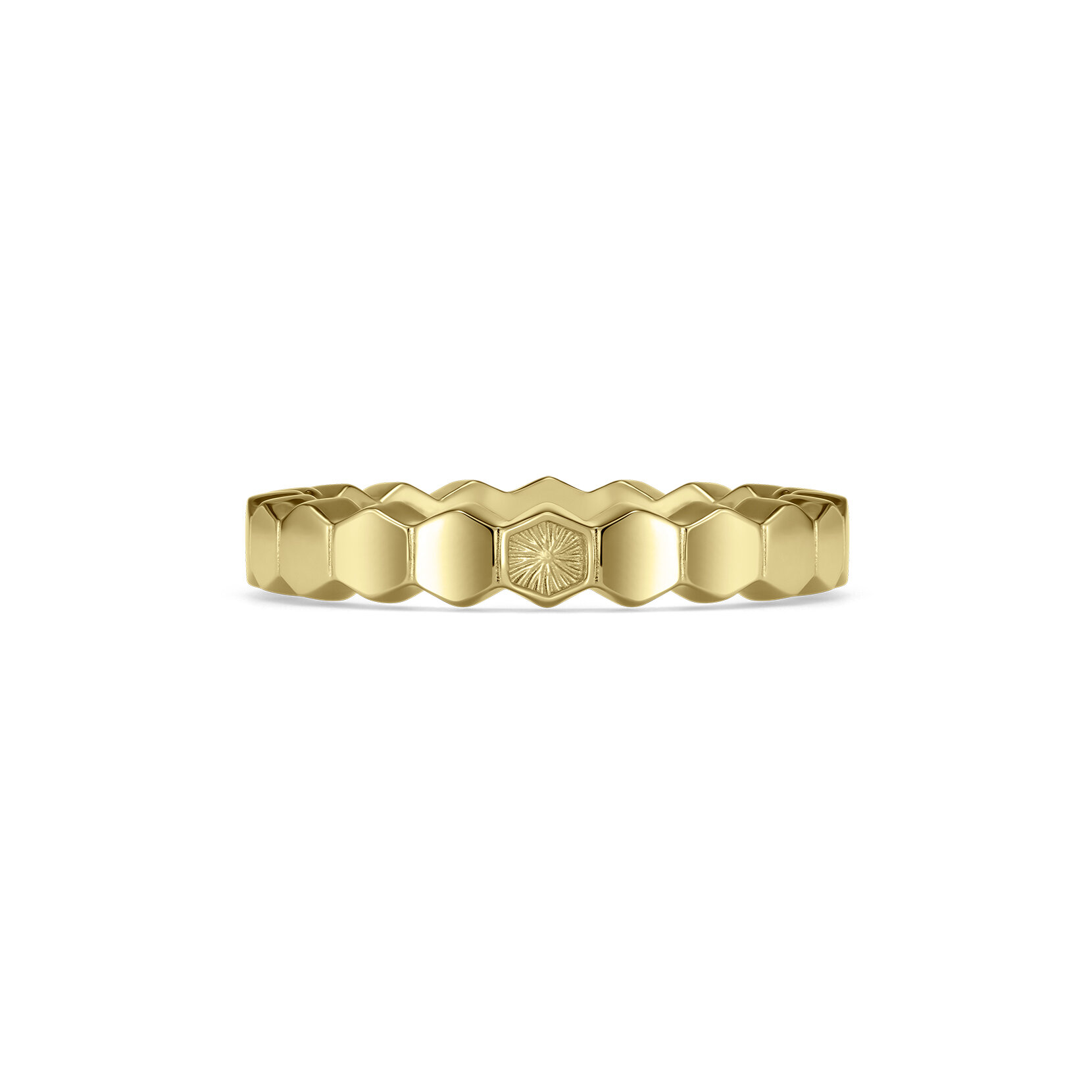 Bague M Petite Honeycomb Plaqué Or