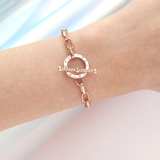 Bejewelled T-Bar Bracelet Rose Gold
