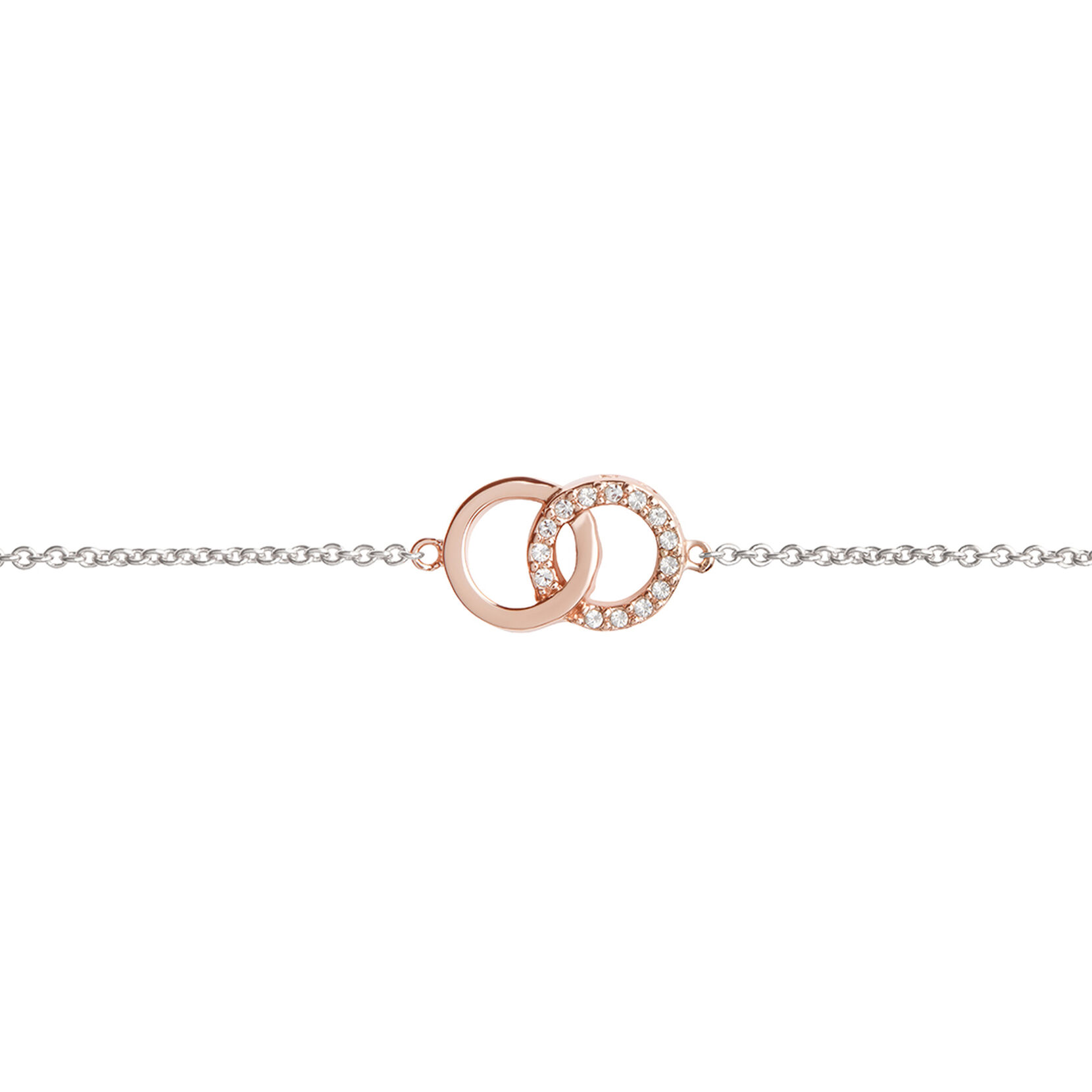 Bejewelled Interlink Chain Bracelet Rose Gold & Silver