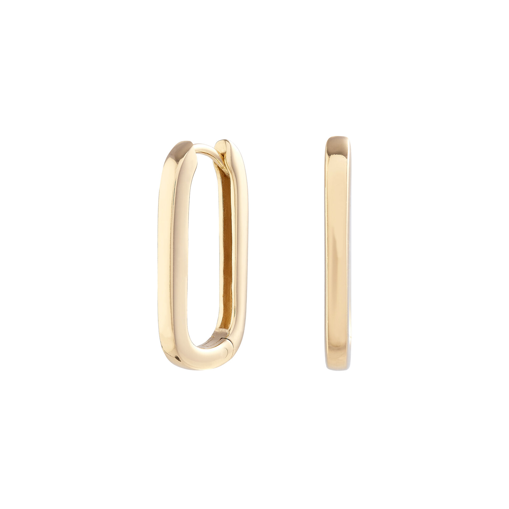 Gold Oval Huggie Hoops