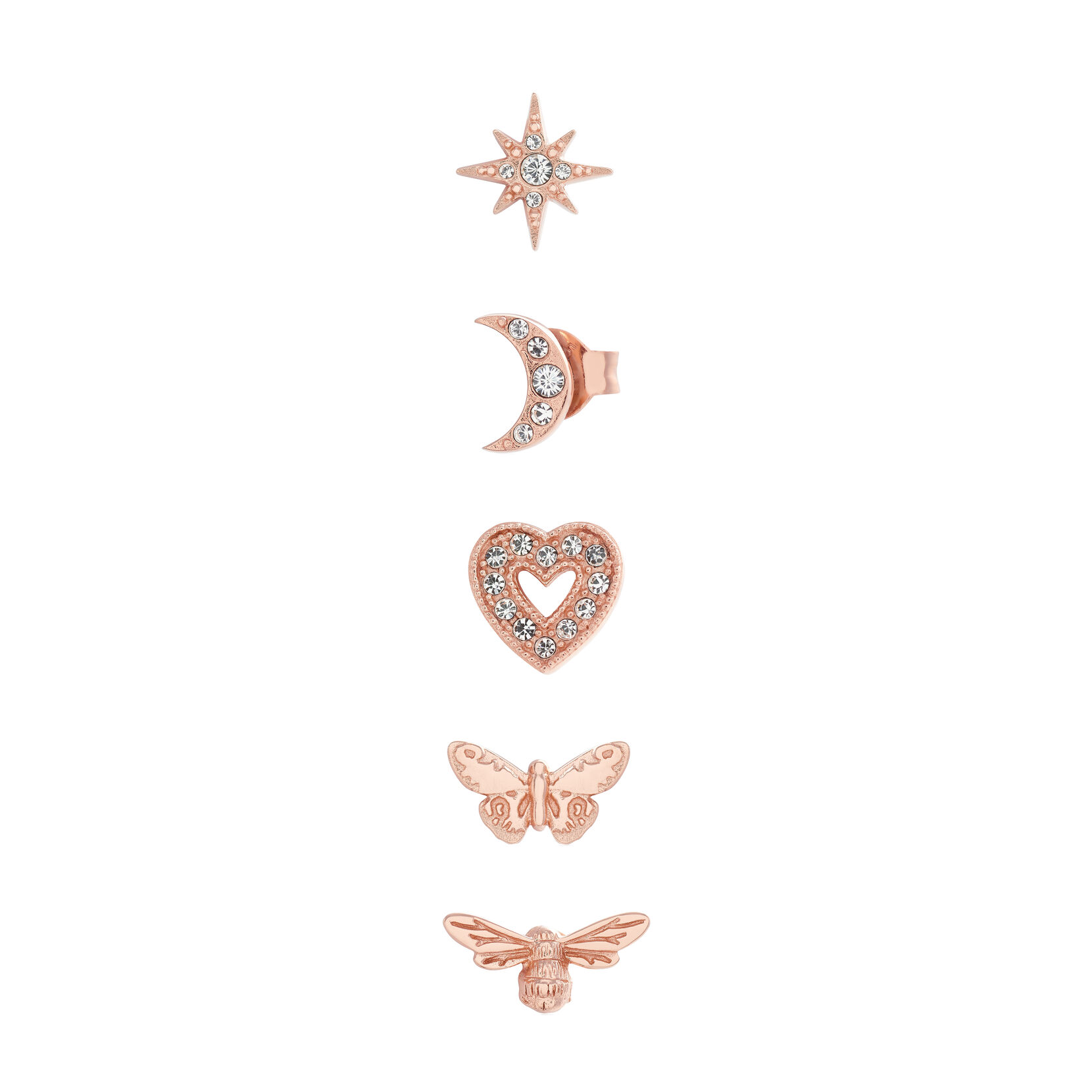 Night Garden Rose Gold 925 Stud Earrings Set