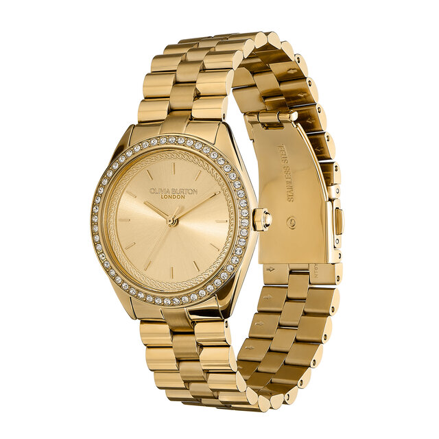 34mm Bejewelled Gold Bracelet Watch