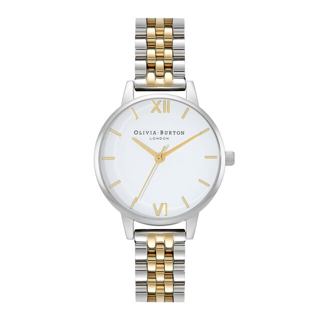 Montre et bracelet or et argent et cadran intermédiaire blanc