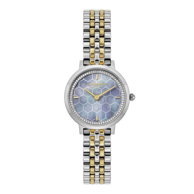 Montre Honeycomb Ultra Fine & Bracelet Bleu Craie & Bicolore 28mm