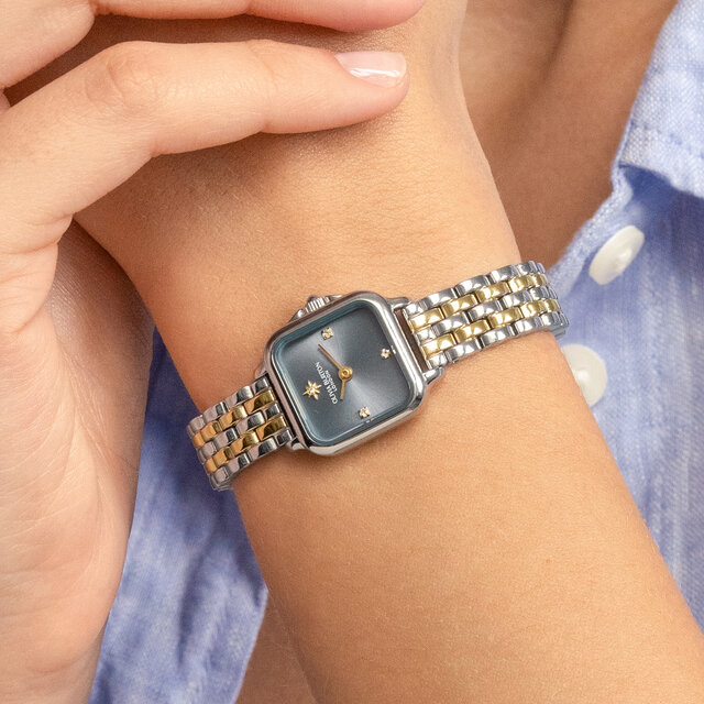 Montre Mini Grosvenor Bleu Craie & Bracelet Bicolore 20mm
