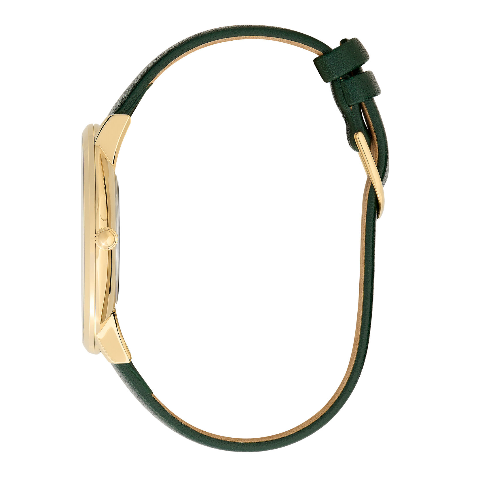 40mm Faux Malachite, Gold & Green Leather Strap Watch