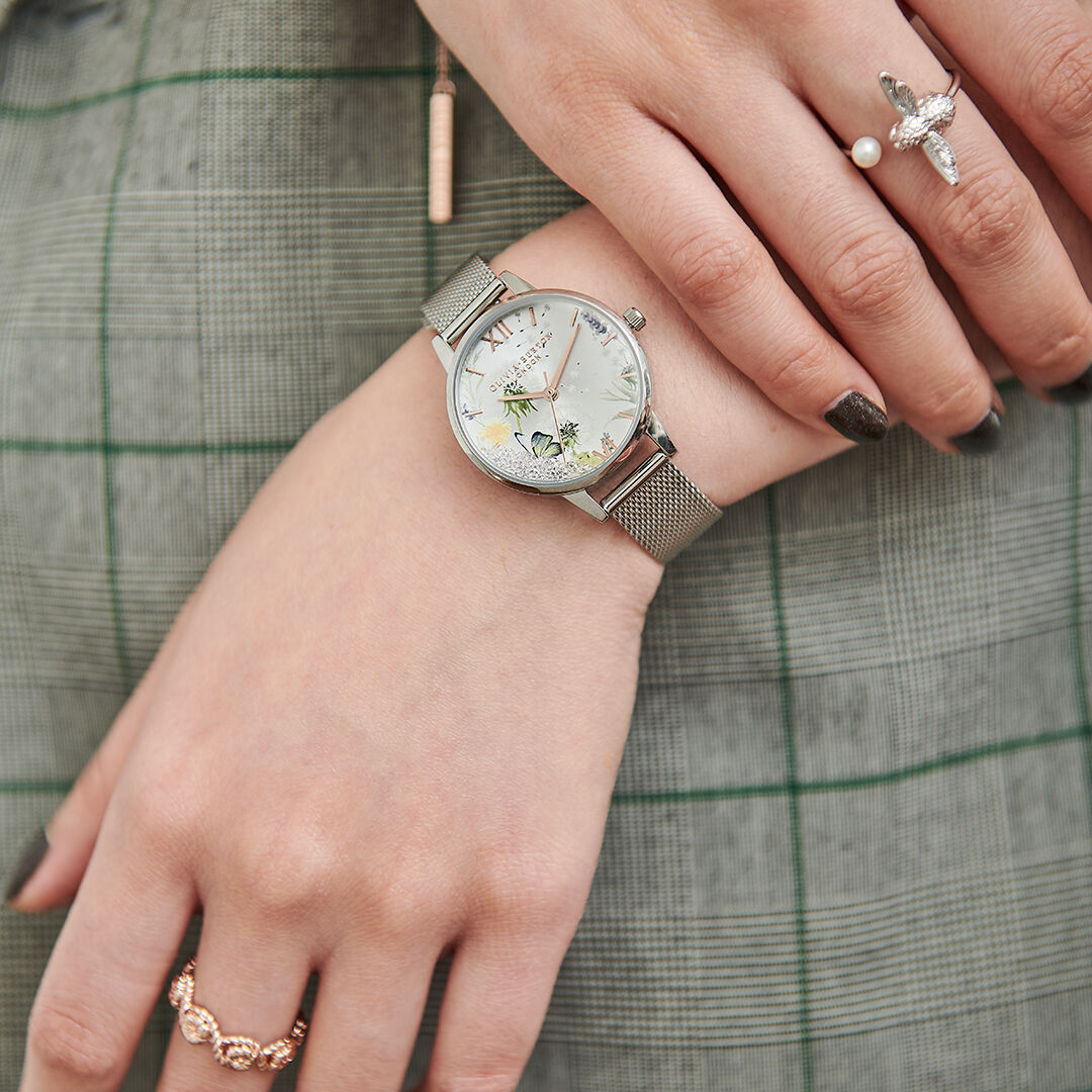 gold watch silver ring