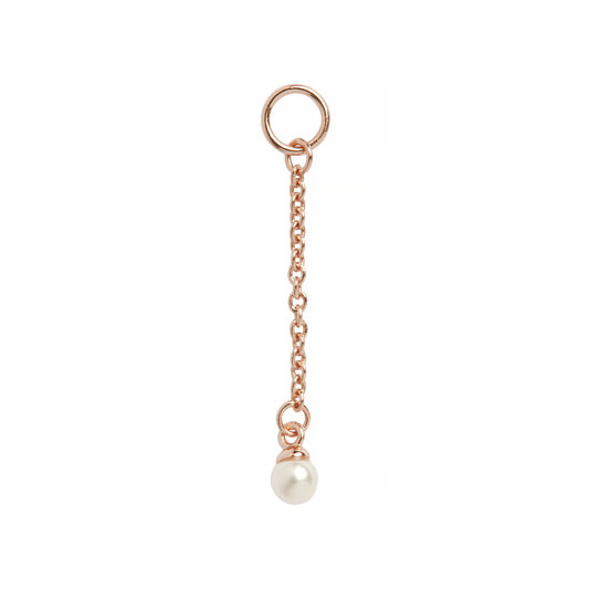 Pearl Drop Rose Gold Huggie Charm