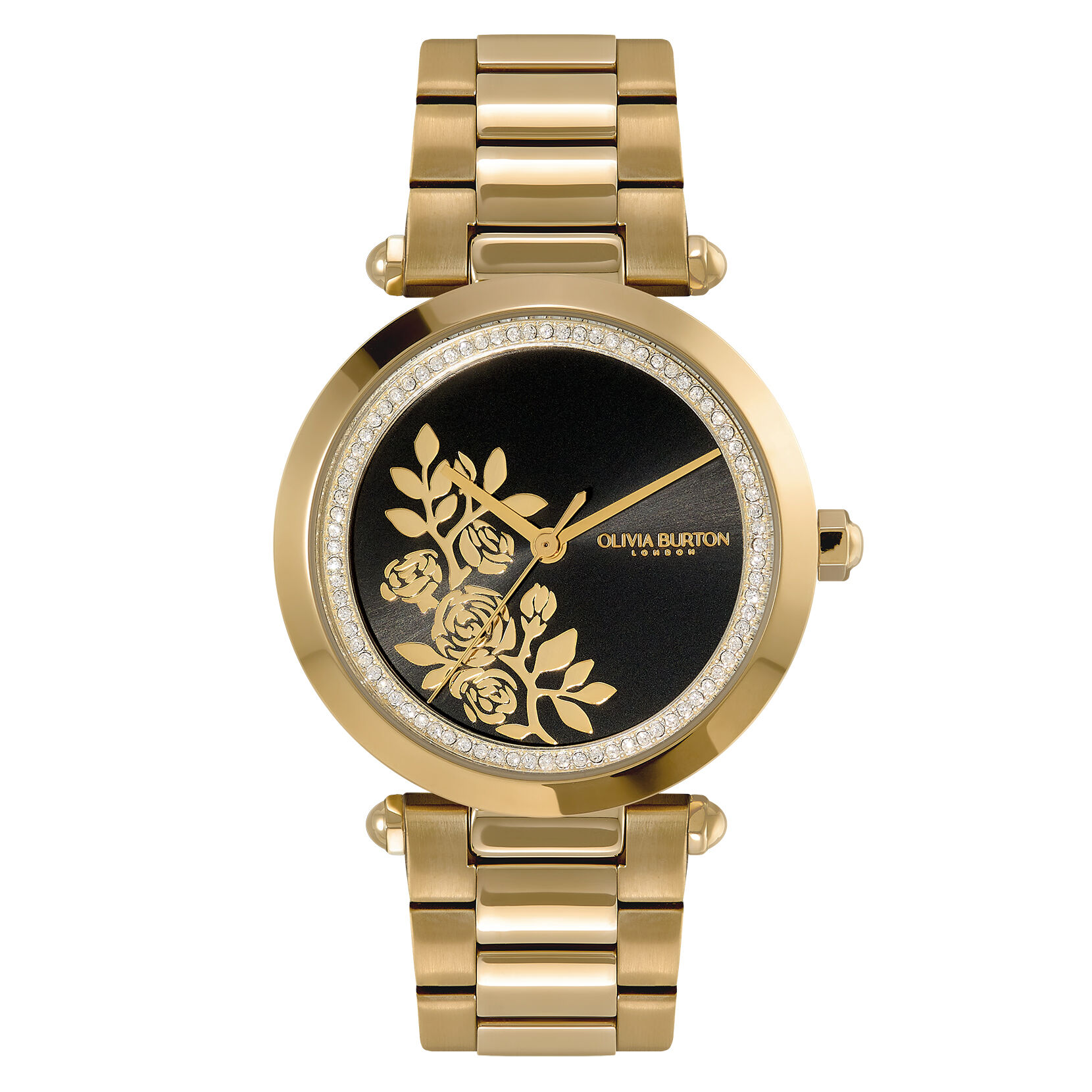 Olivia burton black and gold watch outlet