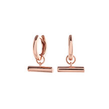 Rose Gold Tbar Huggie Hoops