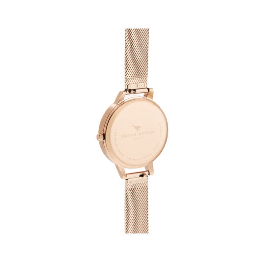 Bejewelled Florals Silver Glitter Dial & Rose Gold Mesh