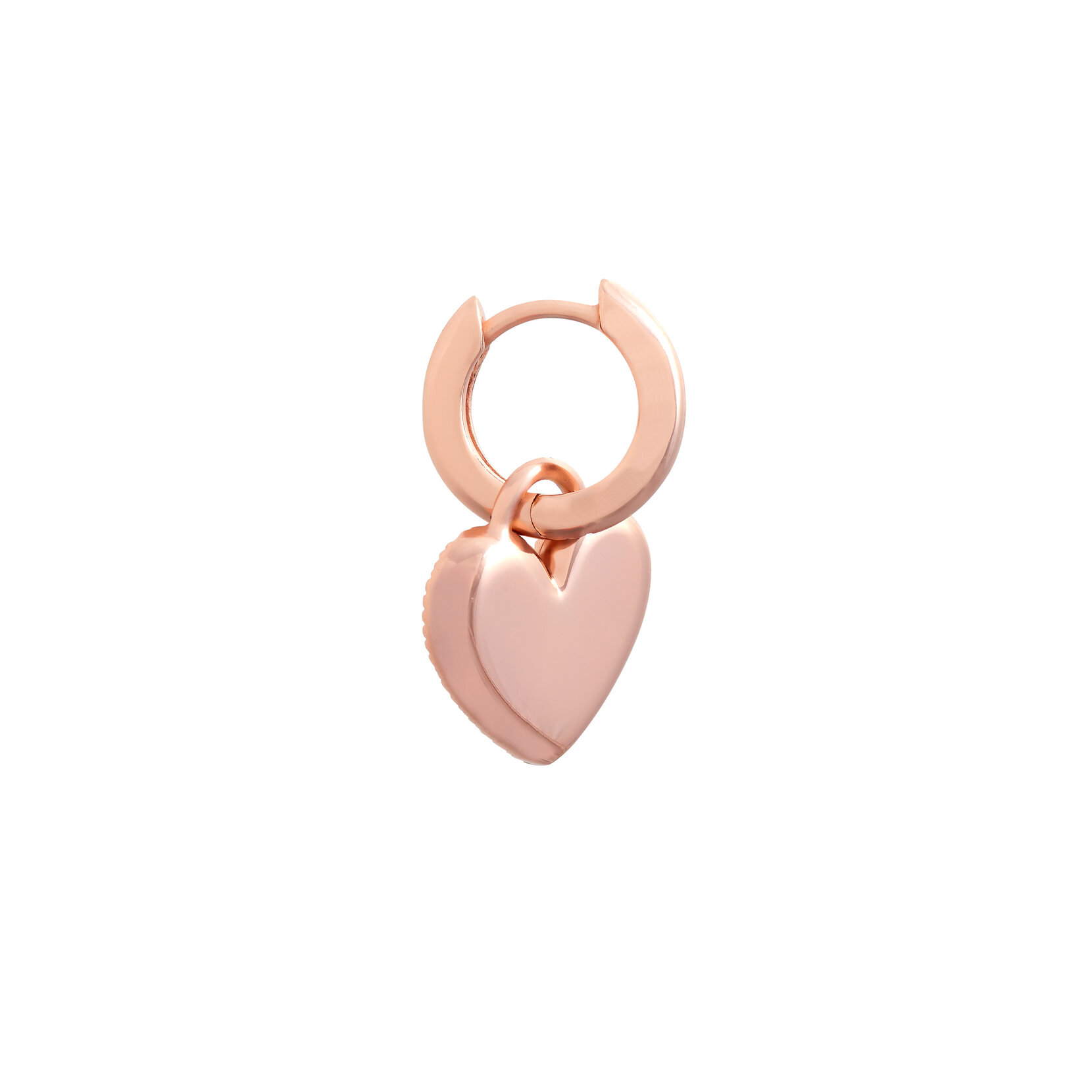 Rose Gold Heart Huggie Hoops