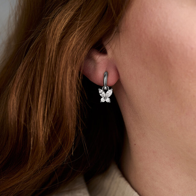 Dormeuses Sparkle Butterfly Marquise Butterfly argent