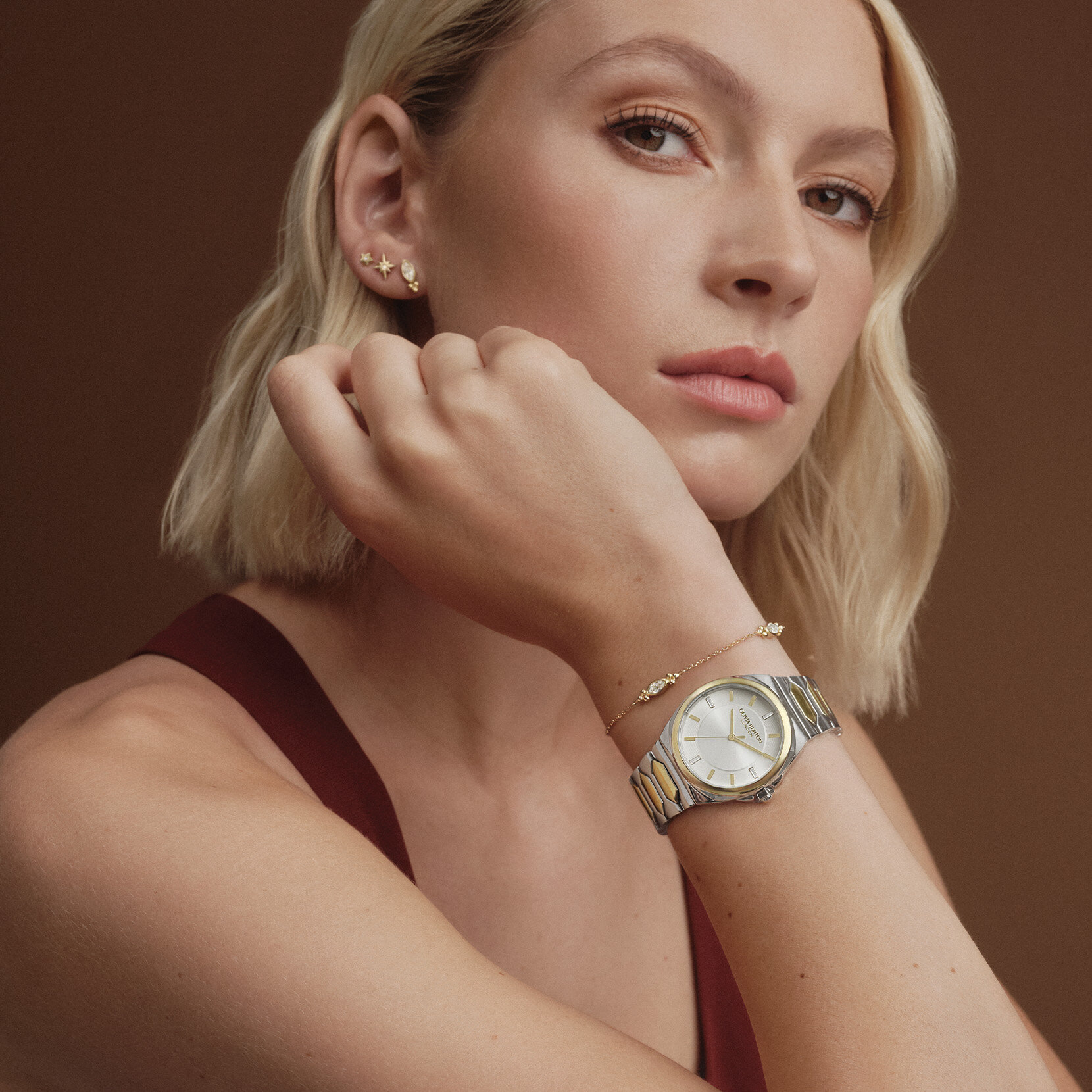 Montre Lustre 34 mm Ivoire & Bracelet Bicolore & Coffret Cadeau Bracelet Dainty