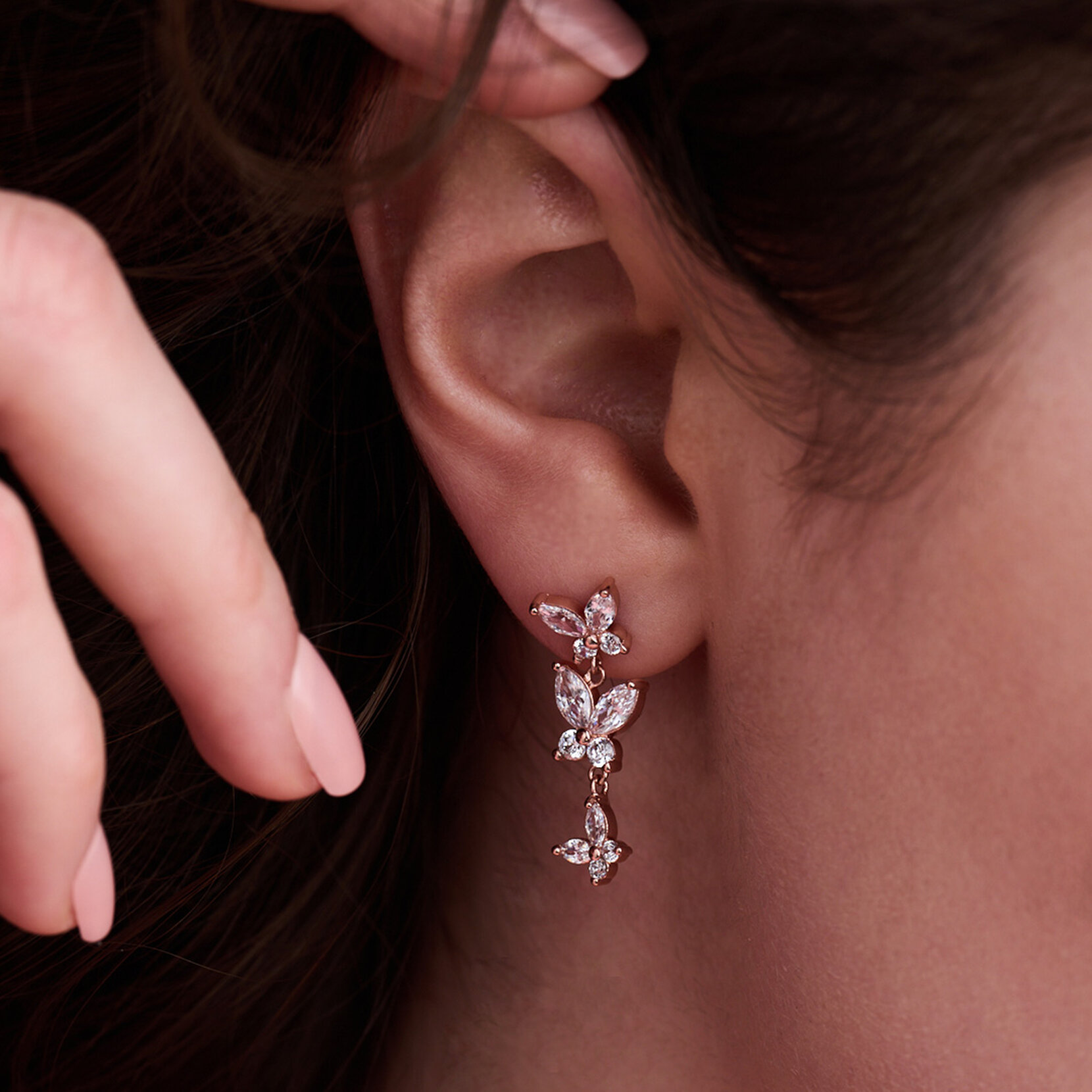 Rose Gold Marquise Drop Earrings