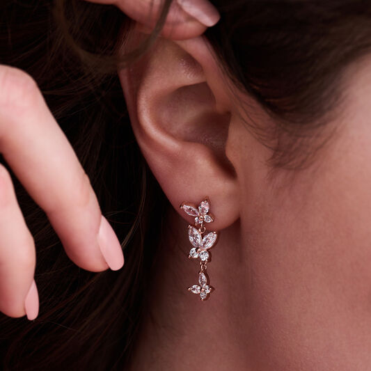 Pendants d’oreilles Sparkle Butterfly Marquise or rose