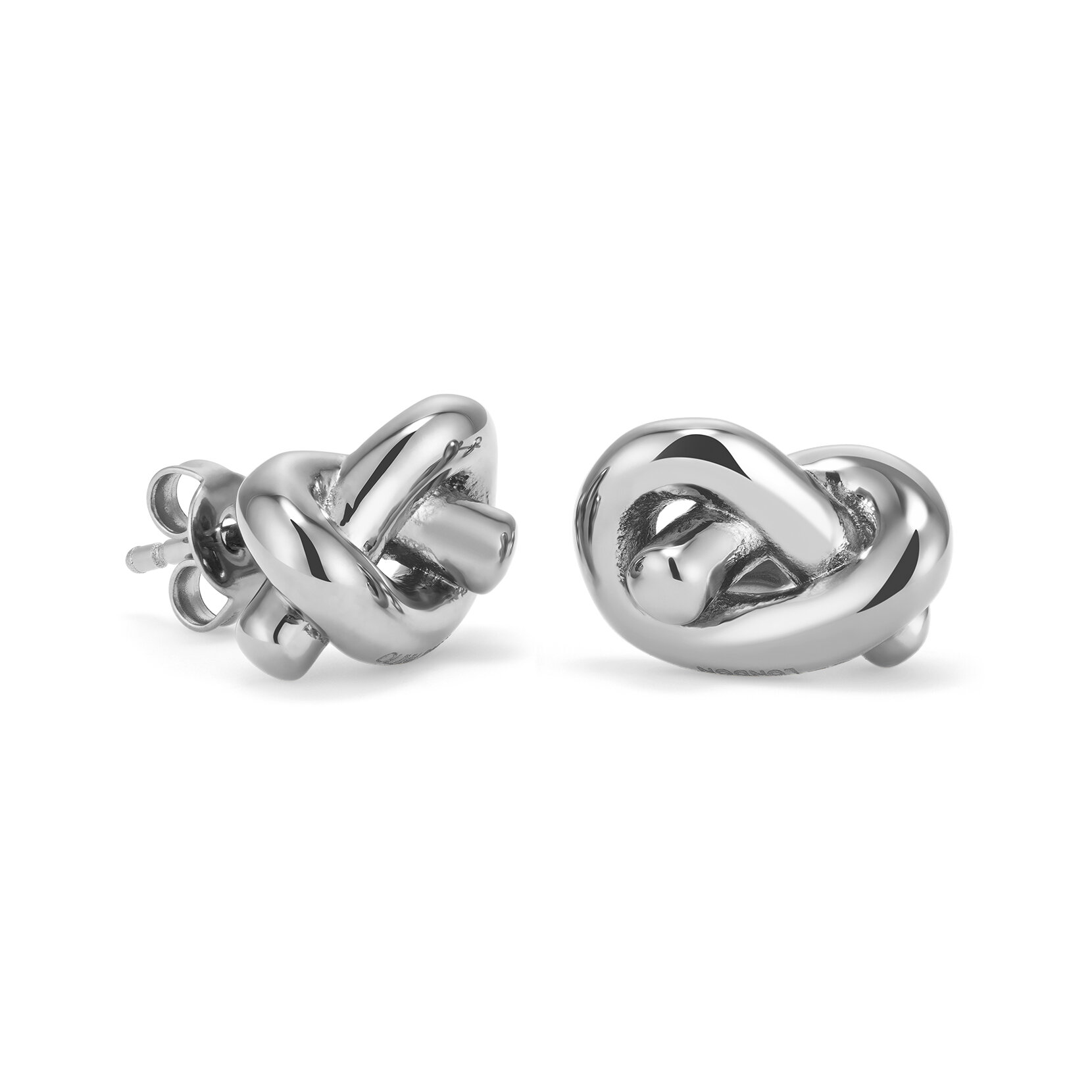 Lover's Knot Silver Tone Stud Earrings