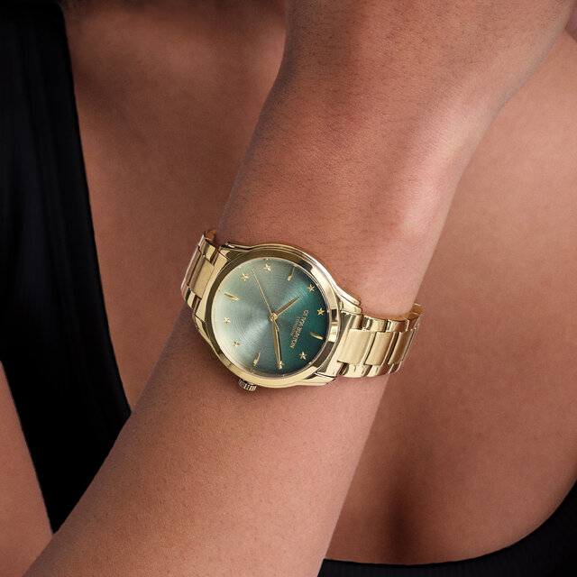Montre-bracelet Colourwave vert d&eacute;grad&eacute; et or 36 mm