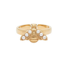 Bague en or perlée au motif d'abeille
