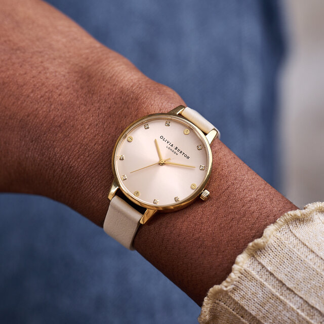 Montre Classic Screw Detail Eco Vegan à cadran Demi or et nude
