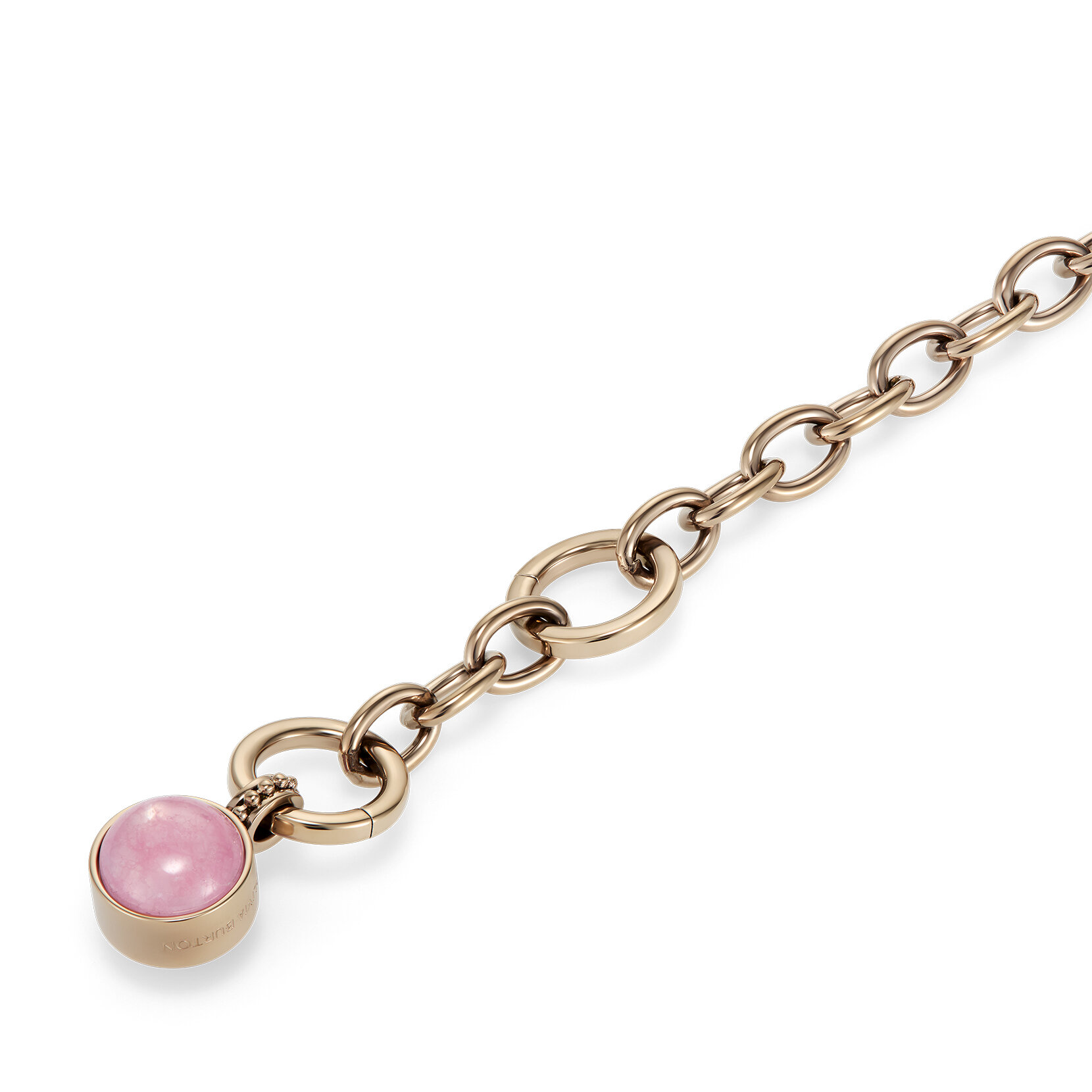 Rose Quartz Cabochon Rose Gold Plated Gemstone Toggle Bracelet