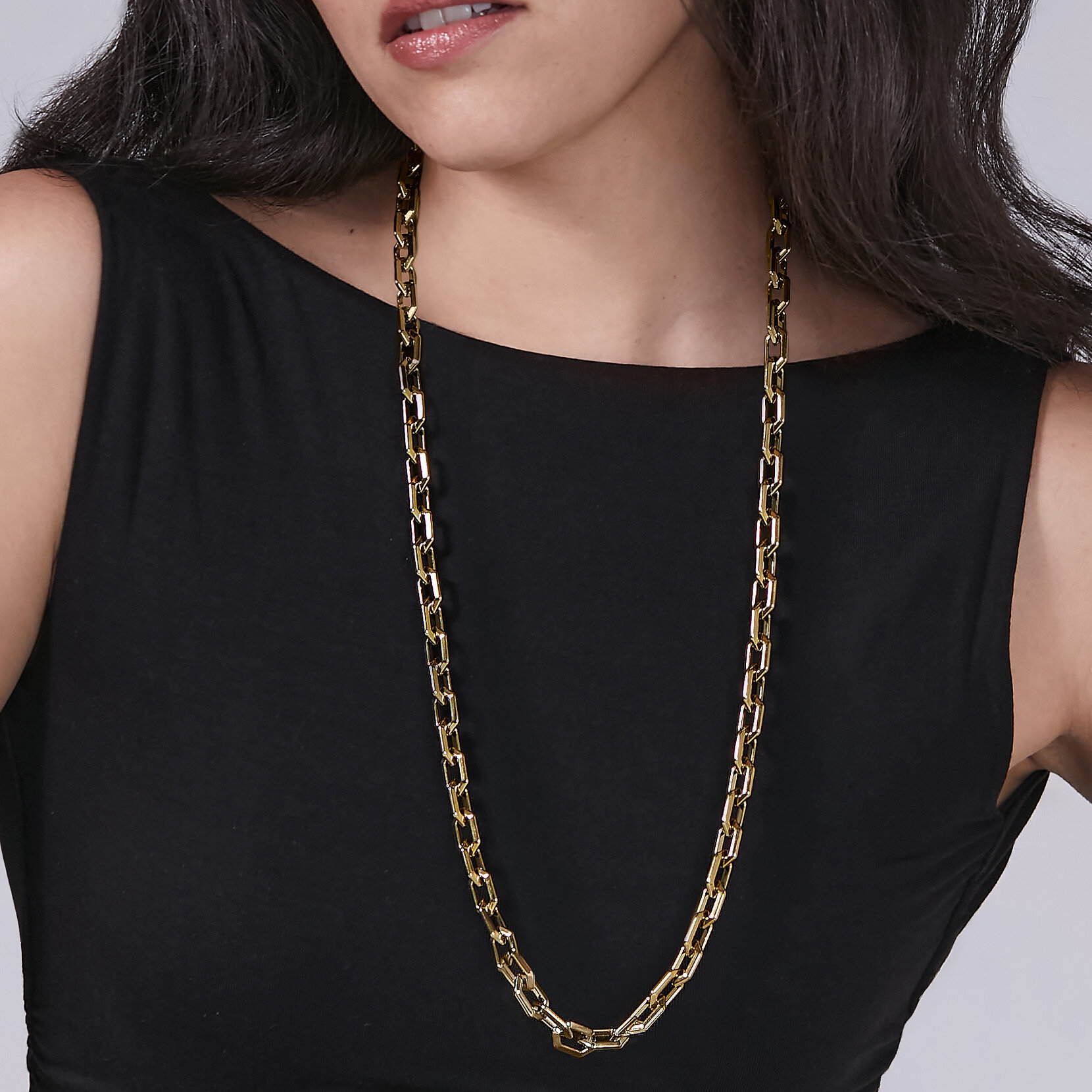 Honeycomb Geo Gold Plated Chain Link Necklace