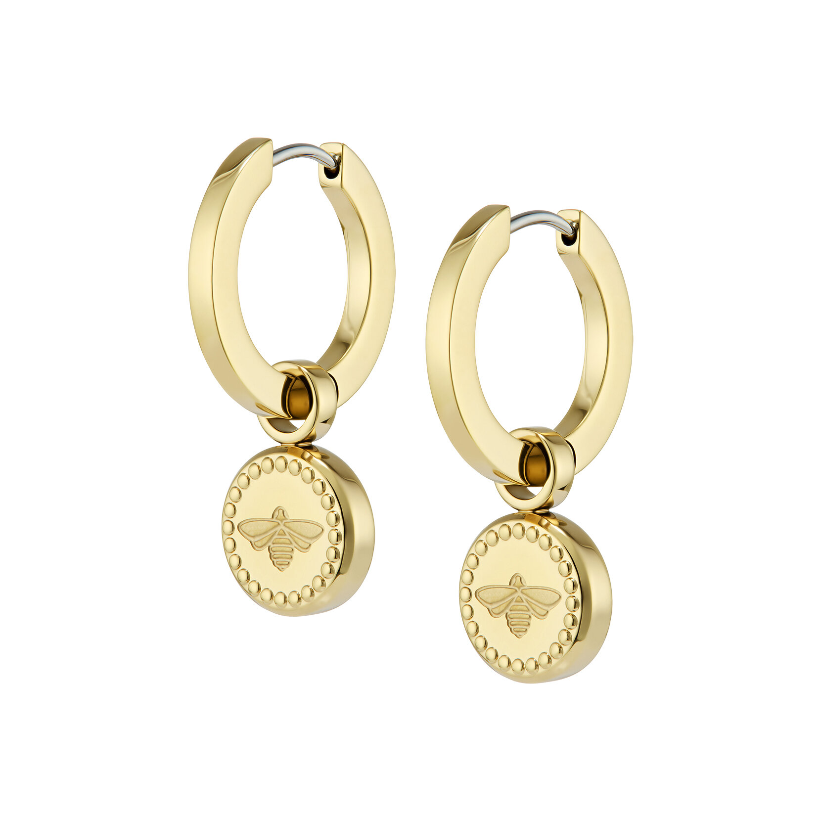 Boucles d'oreilles Créoles Charms Abeille Plaqué Or
