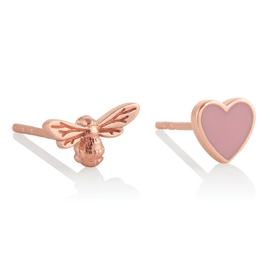 You Have My Heart Studs Pink & Rose Gold