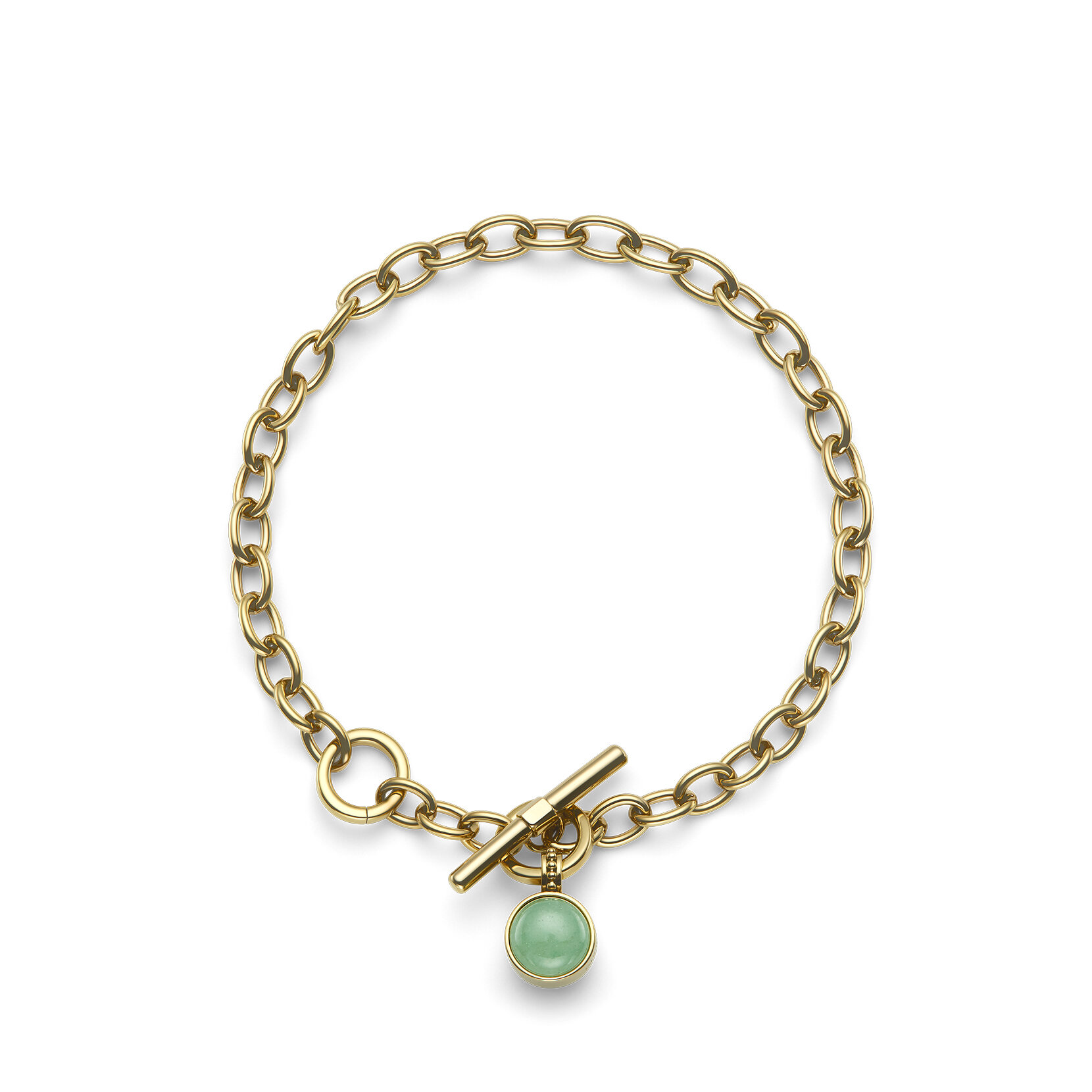 Bracelet Fermoir Bascule Pierre Précieuse Aventurine Cabochon Plaqué Or