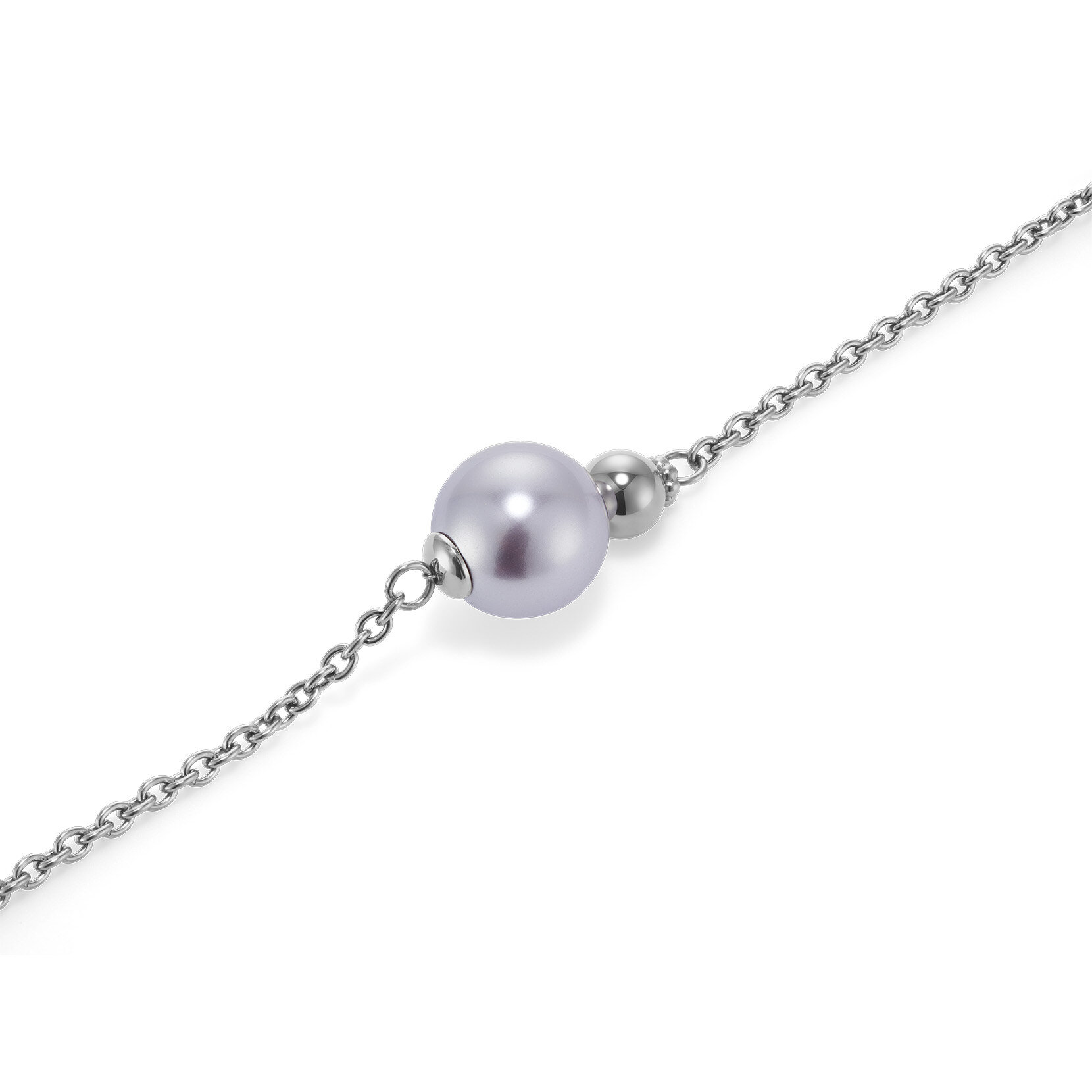 Modern Lavender Pearl Silver Tone Bracelet