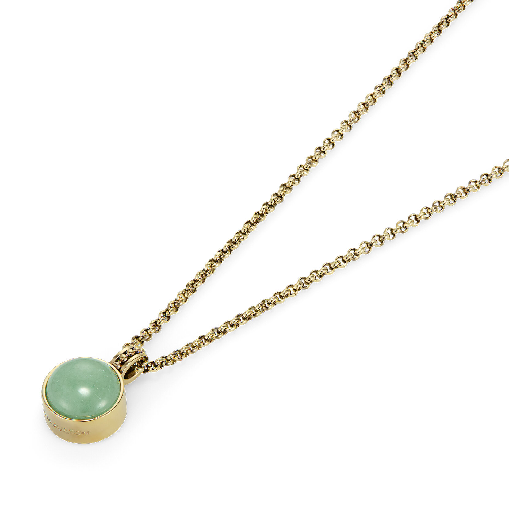 Collier Pierre Précieuse Aventurine Cabochon Plaqué Or