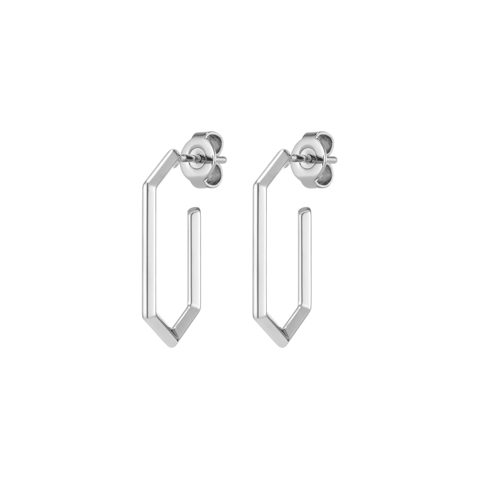 Ever Stacked Honeycomb Silver Tone Hoop Earrings
