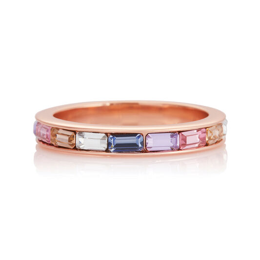 Rainbow Baguette Ring Rose Gold (L)