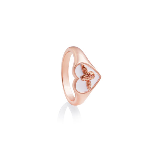 Love Bug Signet Ring White & Rose Gold S