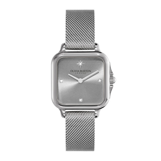 28mm Grosvenor Light Grey & Silver Mesh Watch 